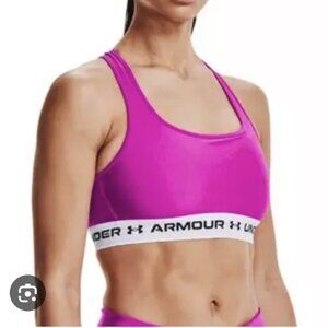 819. Under Armour Pink Compression Mid Crossback Sports Bra Size Small Like New